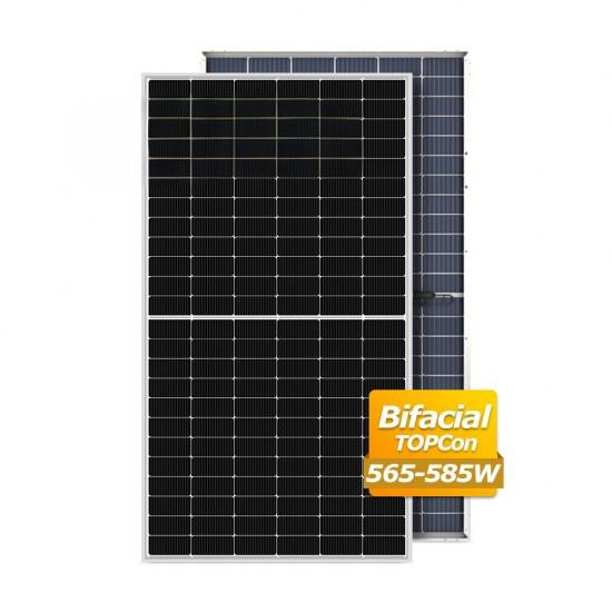 Topcon 565W 570W 580W 585W Bifacial Mono Half Cells Solar Panel 580Watt PV Bifacial