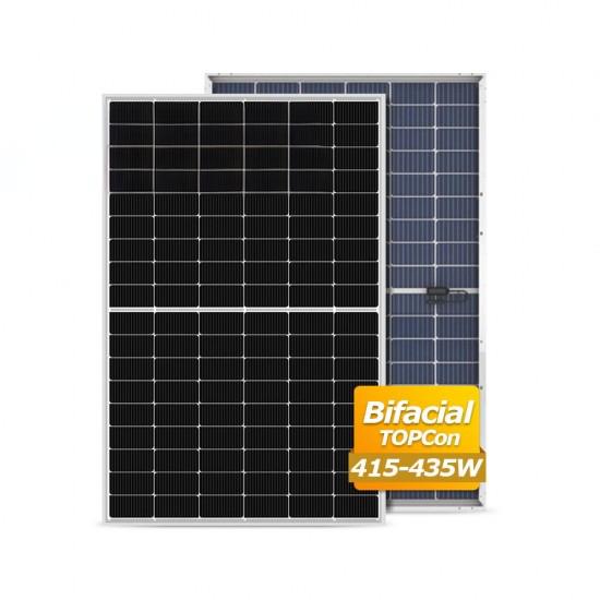 Topcon 420W 425W 430W 435W Bifacial Monocrystalline Solar Panels Half Cut Cells PV Module