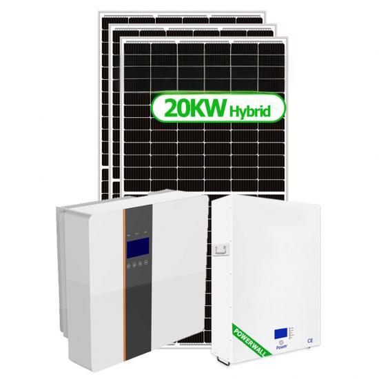240V 60hz EU USA Standard Home Solar Systems 15KW 20KW Rooftop with Storage Battery
